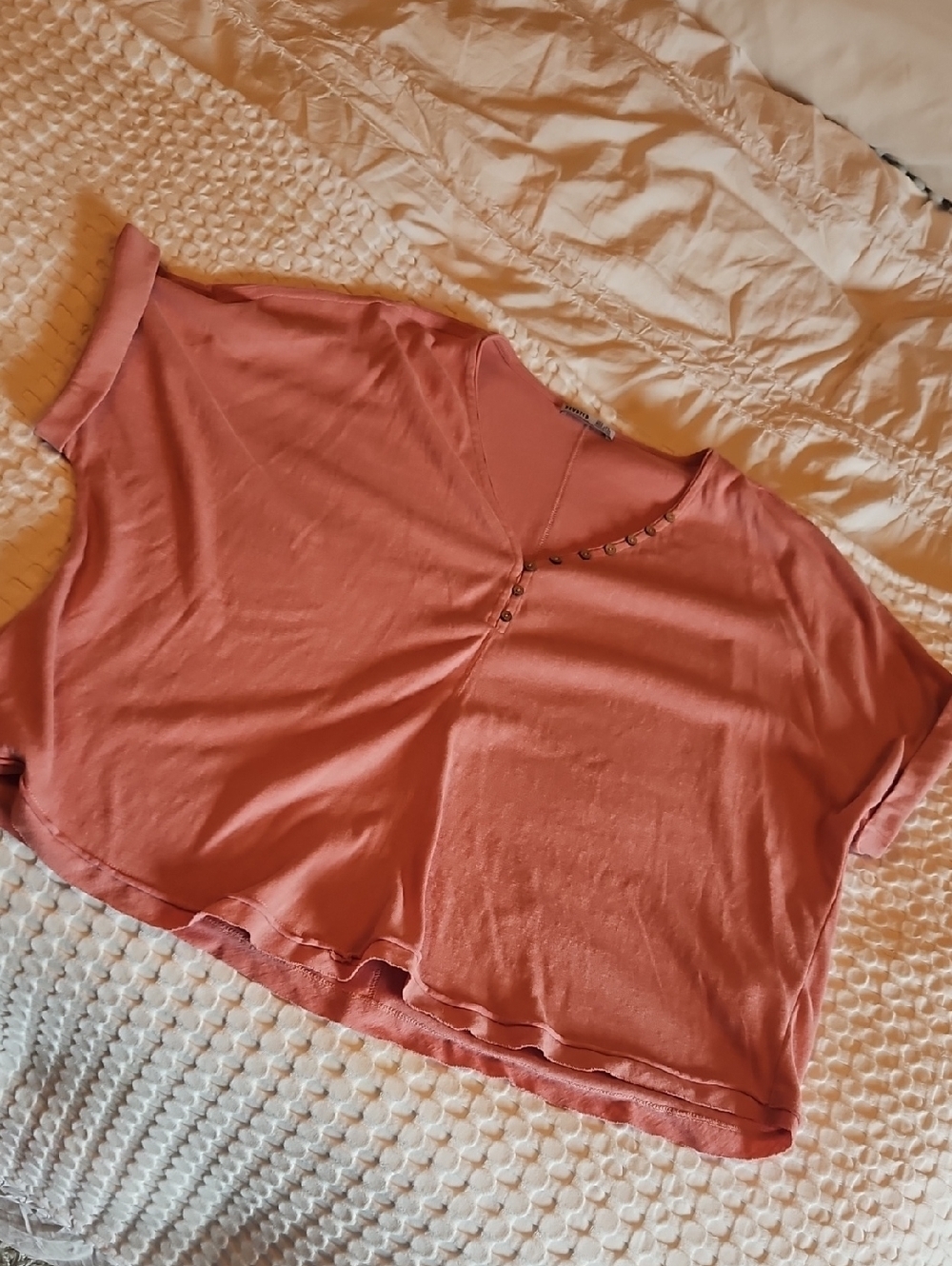 Women’s Relaxed V-Neck Short Sleeve Top in Dusty Rose 3x
